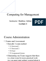 Lecture 1 - Computing For Management