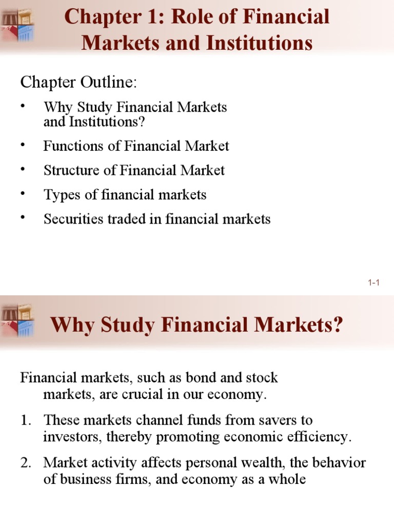 Role of Financial Markets & Institutions | PDF | Financial Markets ...