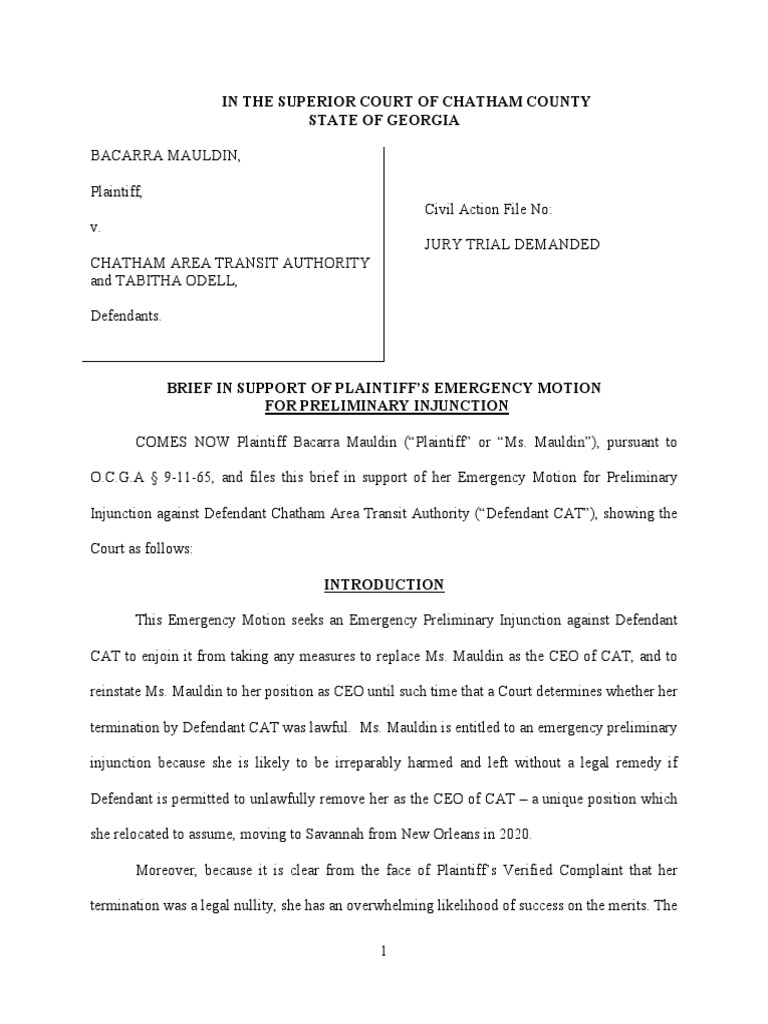 Georgia Preliminary Injunction Factors | PDF | Injunction | Board Of ...