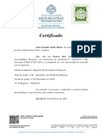 Certificado de Grado - Magíster en Economía y Finanzas - Universidad Arturo Prat - Franco Cevallos