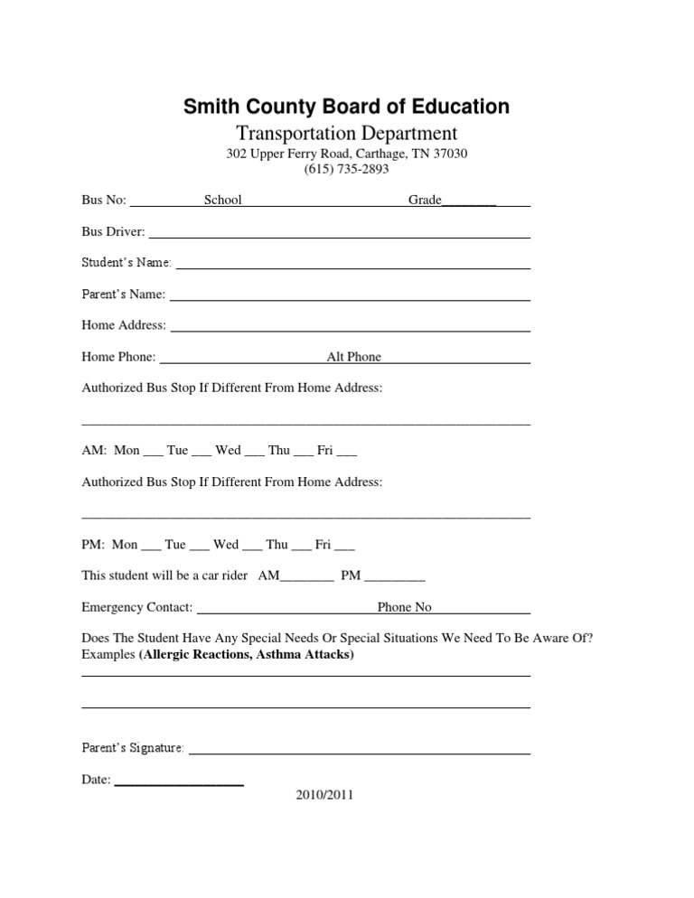 Bus Info Sheet | PDF