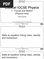 Flashcards - Topic 1 Forces and Motion (Physics Only) - Edexcel Physics IGCSE