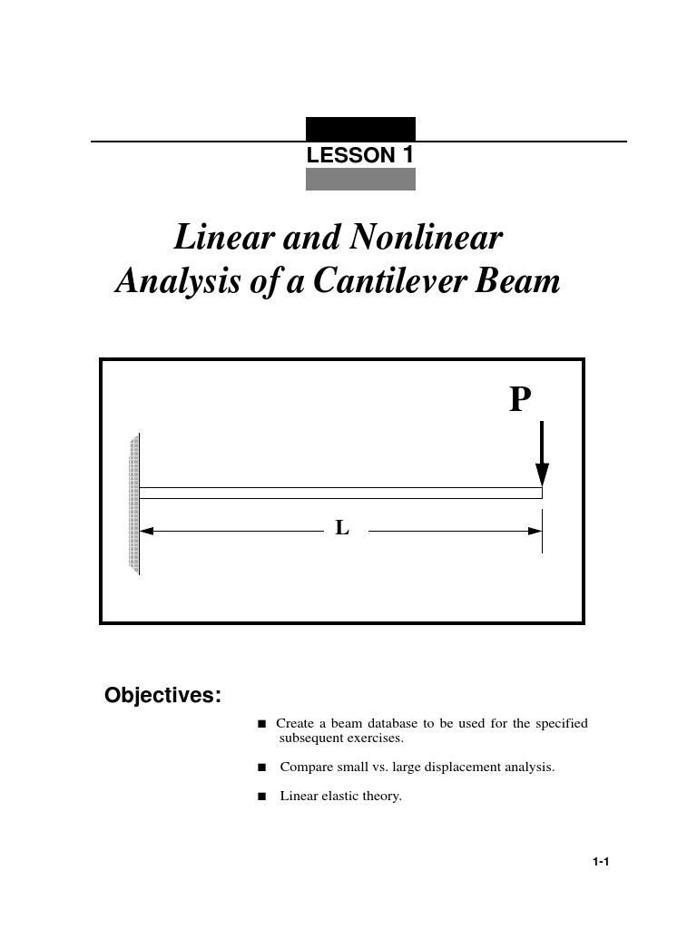Linear and Nonlinear Analysis of A Cantilever Beam: Lesson | PDF