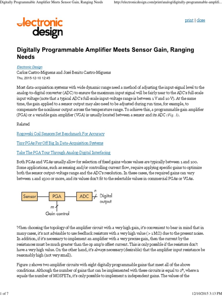 Digitally Programmable Gain Amplifiers | PDF | Amplifier | Analog To ...