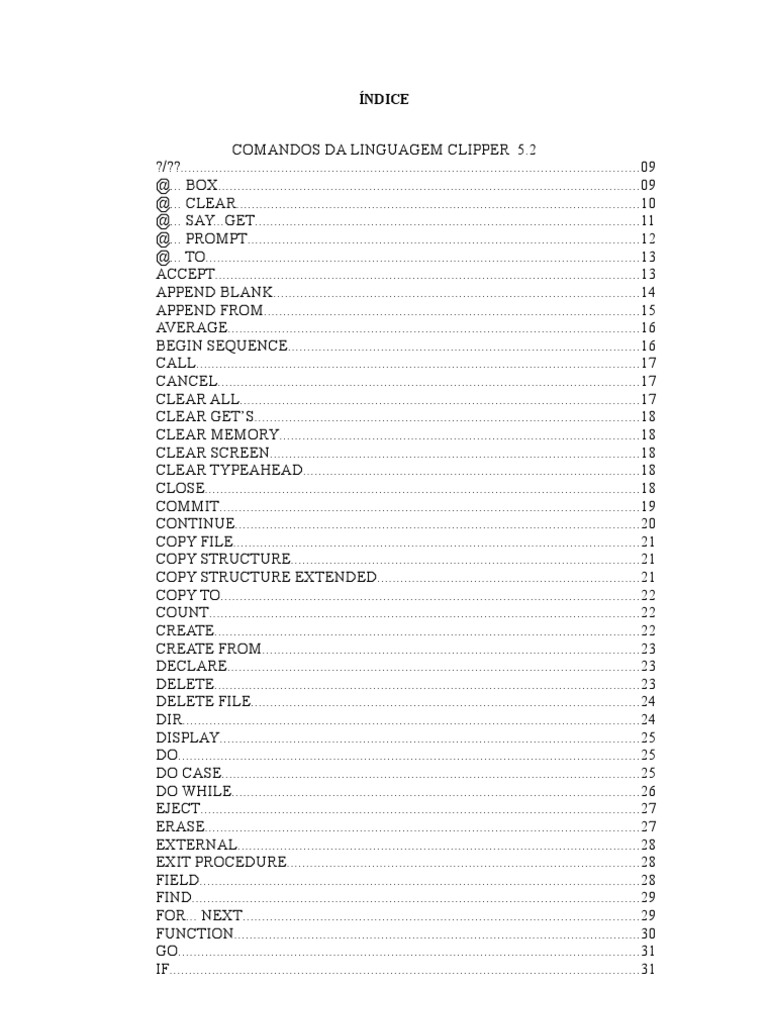 Clipper 5.2 Command Reference Guide | PDF | Technology & Engineering