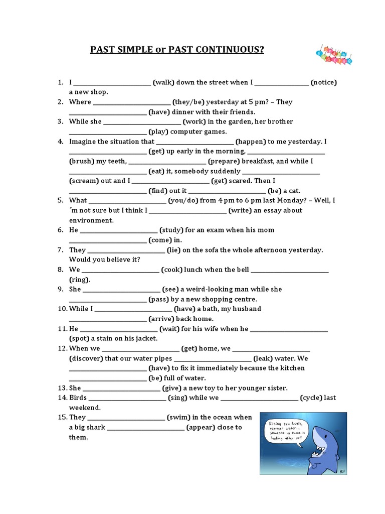 Past Simple vs. Past Continuous Worksheet | PDF