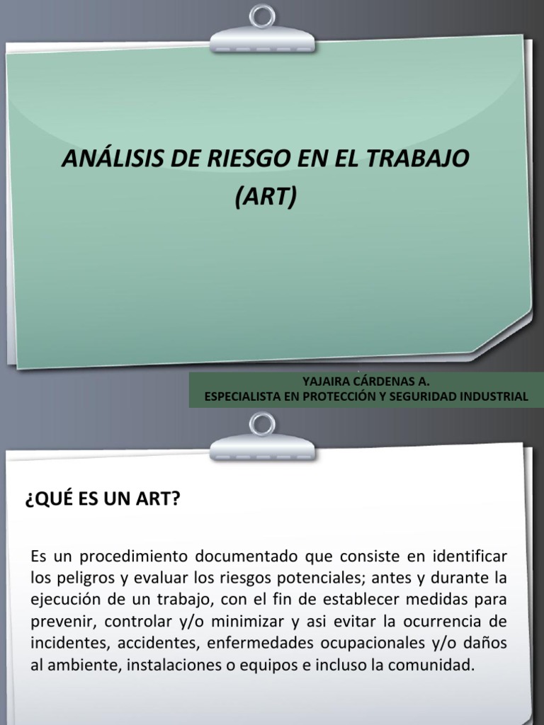 Art Analisis de Riesgo en El Trabajo | PDF | Seguridad y salud ...