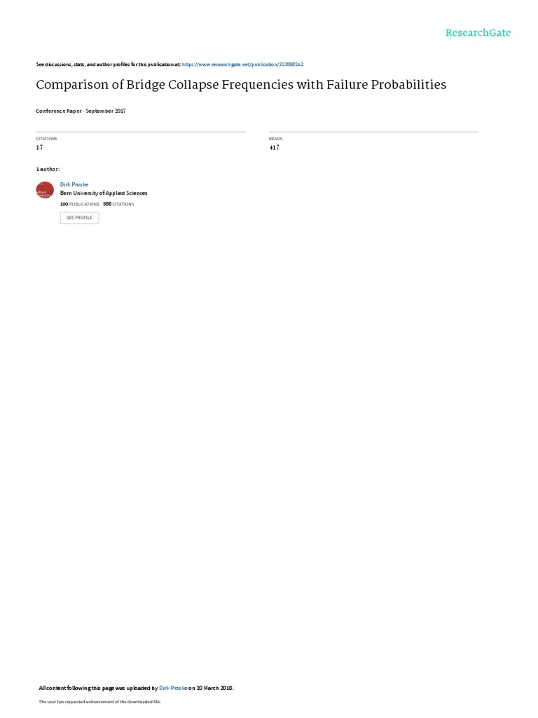 Comparison of Bridge Collapse Frequencies With Failure Probabilities