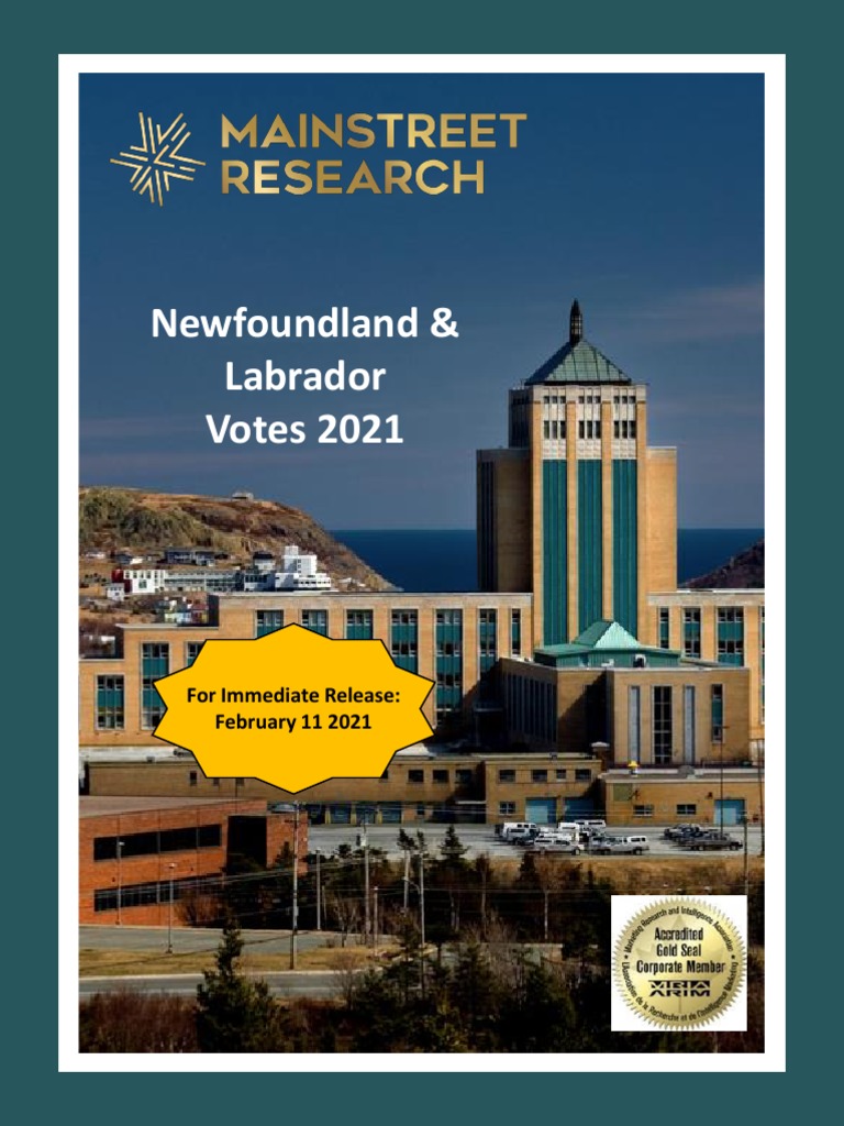 NewfoundlandandLabrador Final 2021 PDF Opinion Poll Elections