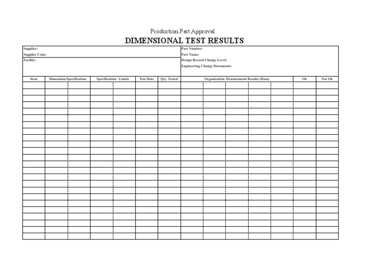 PPAP Dimensional ResultsSample PDF