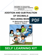 Addition and Subtraction of Decimals Including Money: For Mathematics Grade 5 Quarter 2 / Week 2