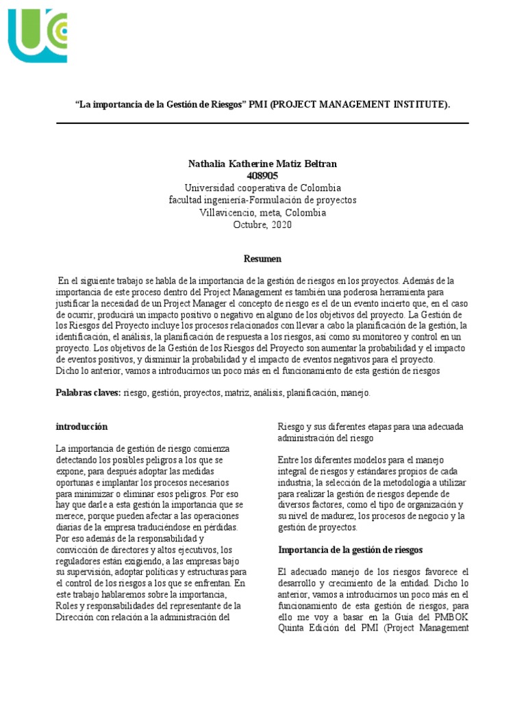 Gestión de Riesgos en Proyectos Efectiva | PDF | Gestión de proyectos ...