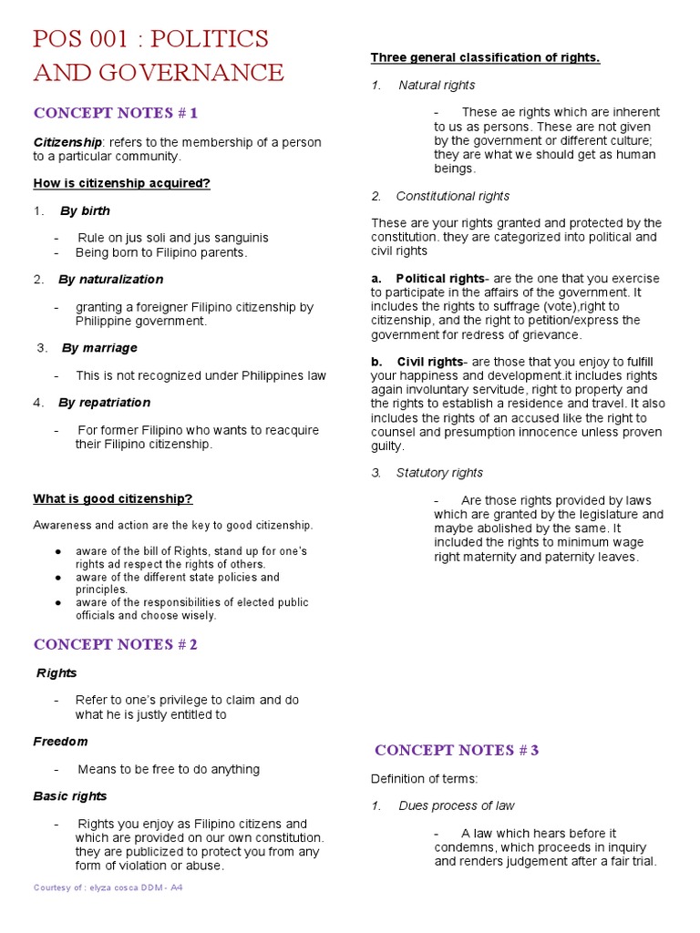 Pos 001: Politics and Governance: Concept Notes # 1 | PDF | Search And ...
