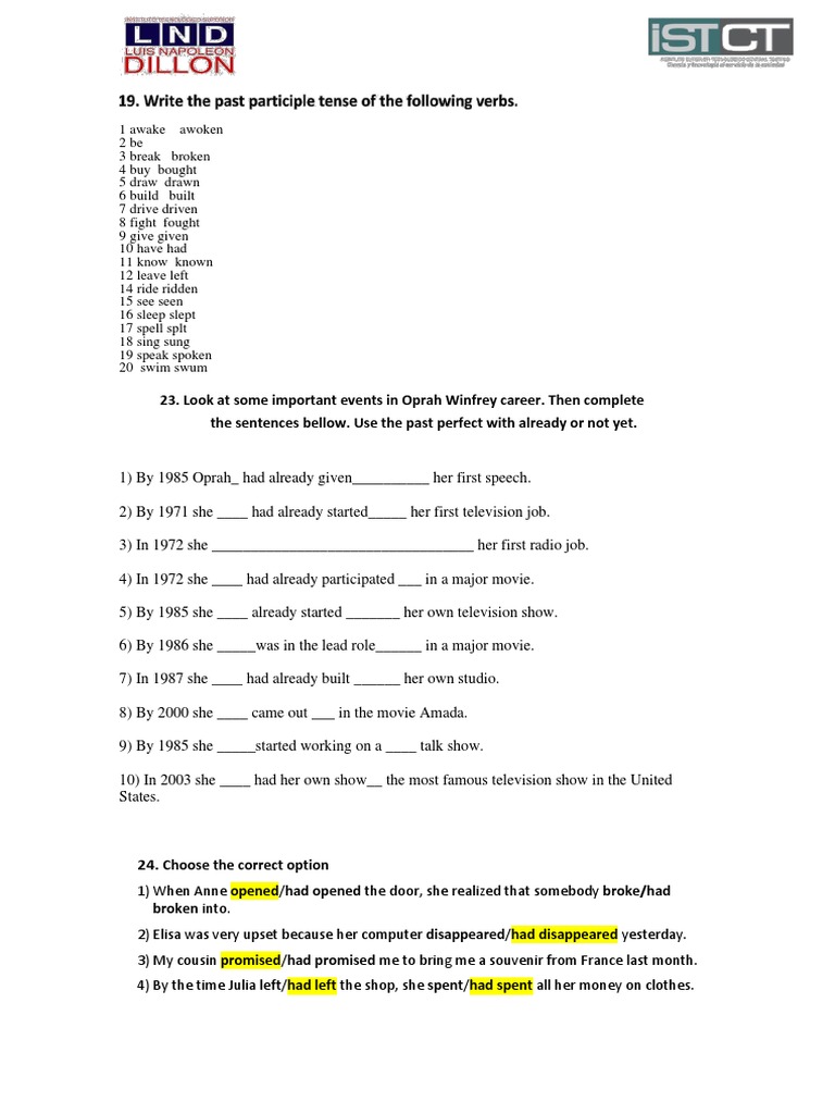 4 Past Perfect Tense Asyncronous Class | PDF | Language Arts ...