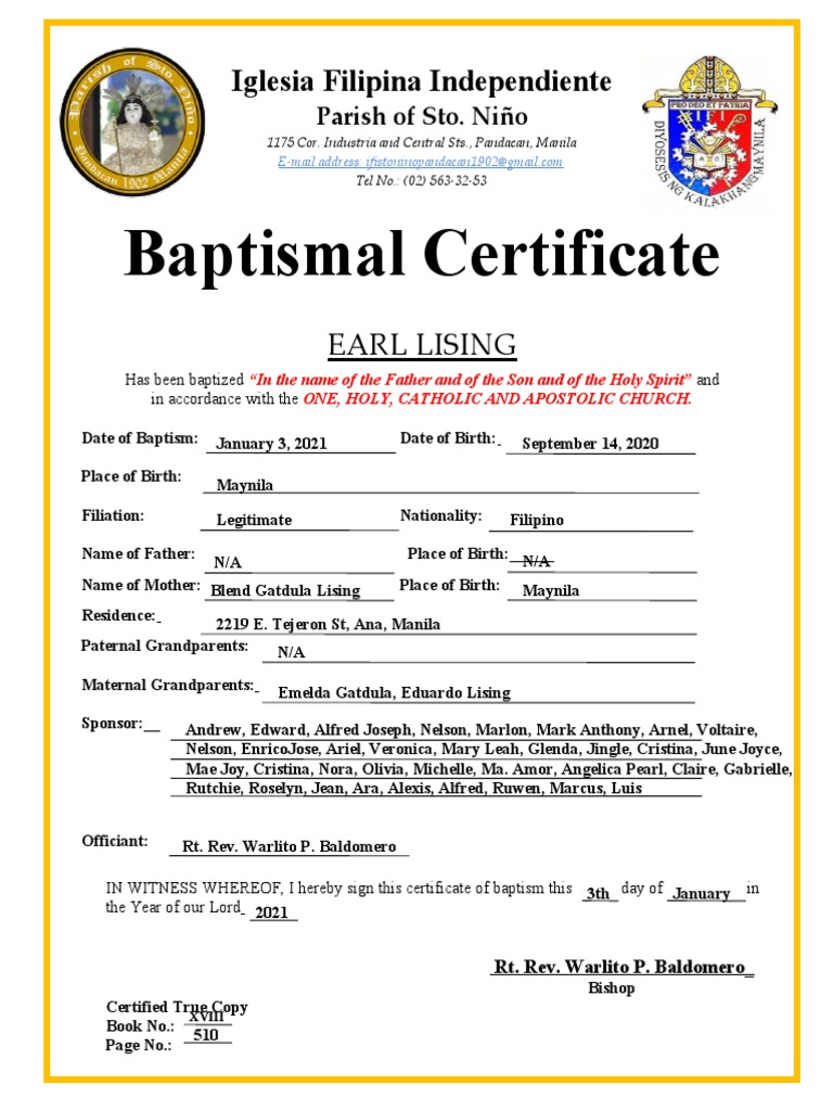 How To Get Baptismal Certificate