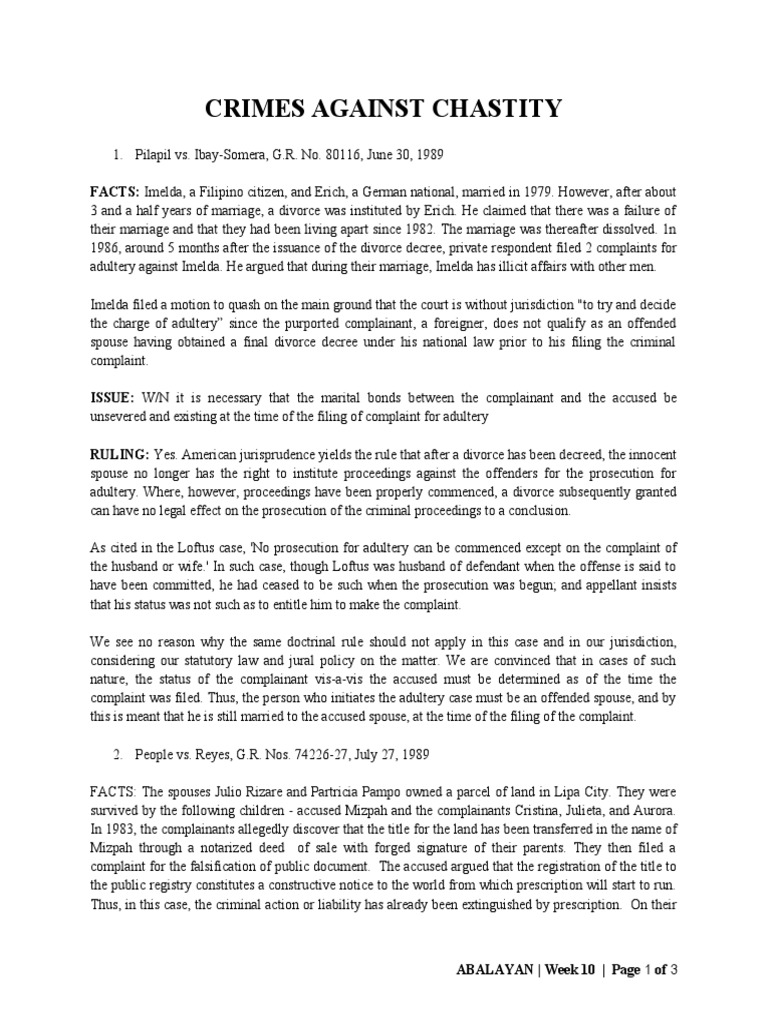 Crim Digest PDF Adultery Statute Of Limitations