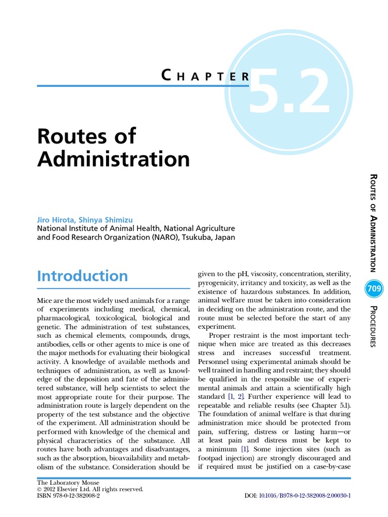 Chapter  - Routes of Administration | PDF | Injection (Medicine) |  Intravenous Therapy