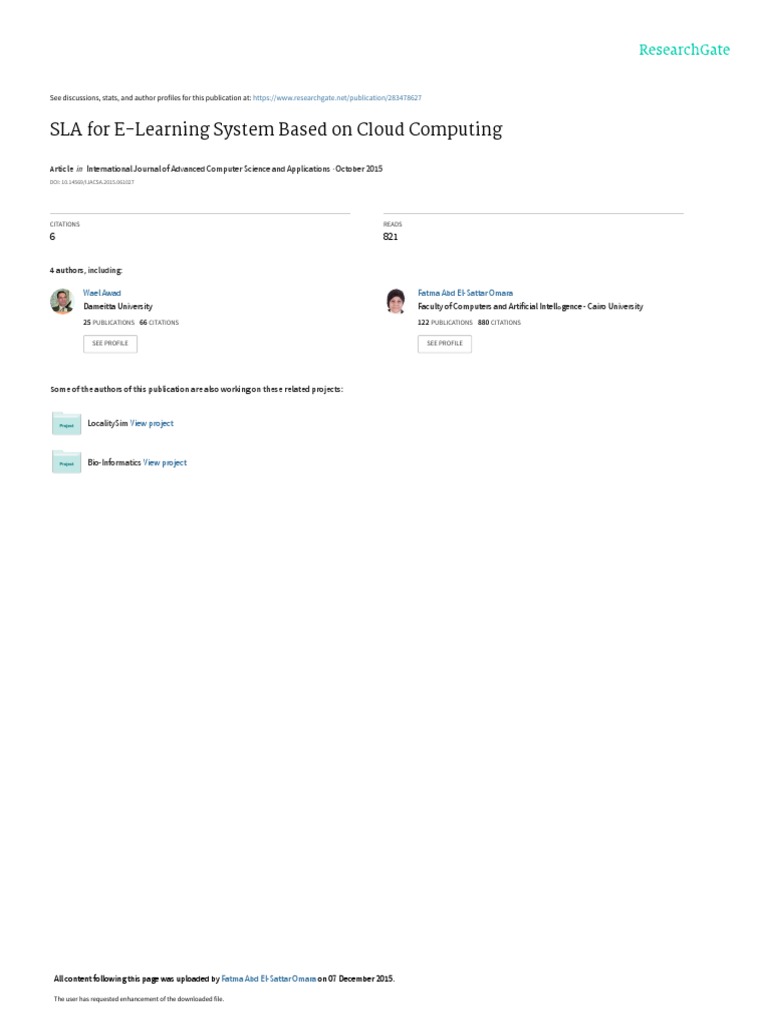 Paper1-SLA For E Learning System Based On Cloud Computing | PDF ...