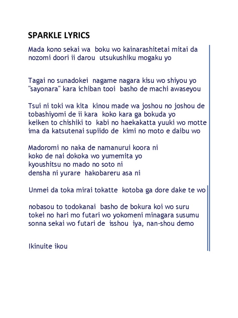 Sparkle Lyrics PDF