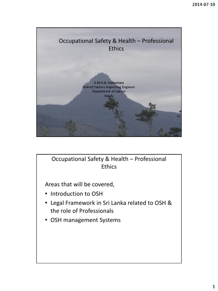 Occupational Safety Health Professional Ethics Pdf Hazards