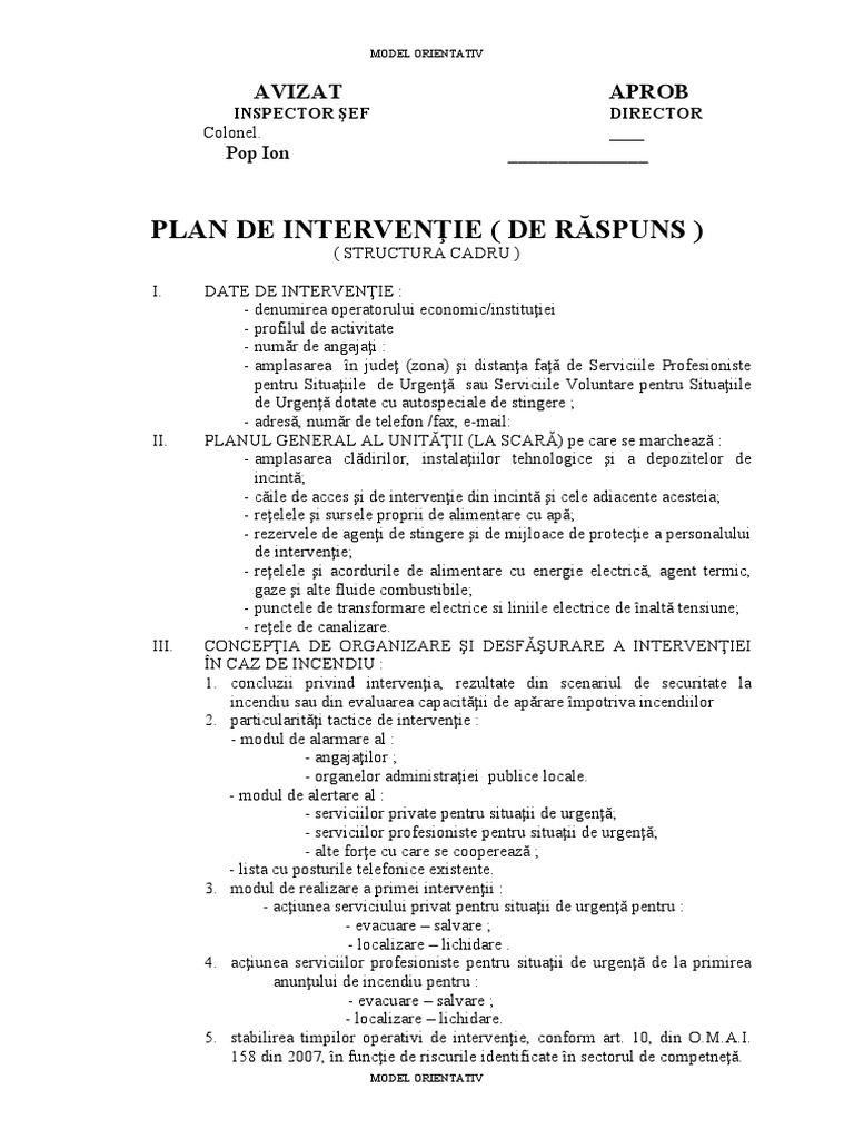 III.1. Plan Interventie PSI | PDF
