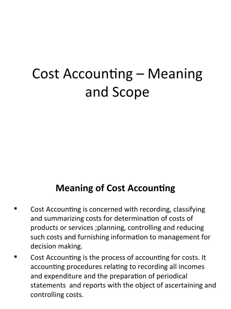 Unit1 Cost Accounting PDF Cost Accounting Cost Of Goods Sold