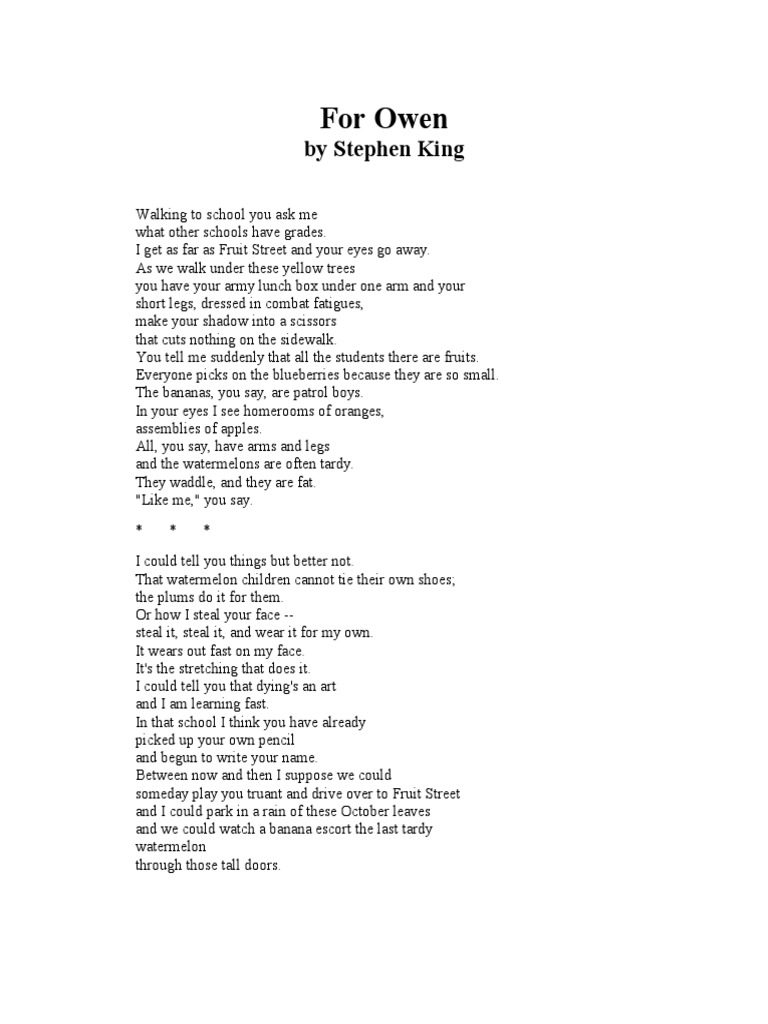 For owen by stephen king pdf