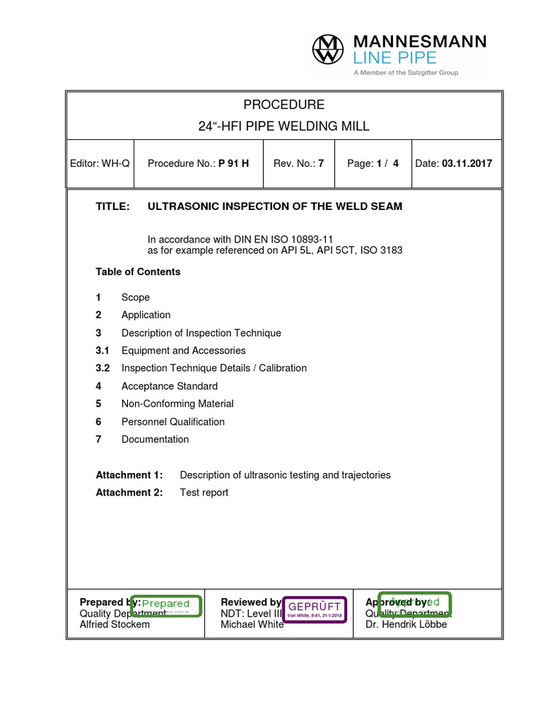 Pipe Weld Seam Inspection Guide | PDF | Ultrasound | Pipe (Fluid ...