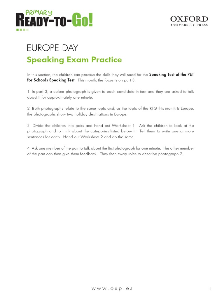 Europe Day - Speaking Exam Practice | PDF | Educational Assessment And ...