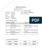 Curriculum Vitae (CV) A. Personals Details and Contacts