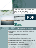 Landfilling of Stabilized Waste After MBT: (Design and Operations Considerations)