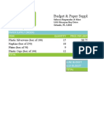 Budget and Paper Supply Order for Sabrosa Empanadas