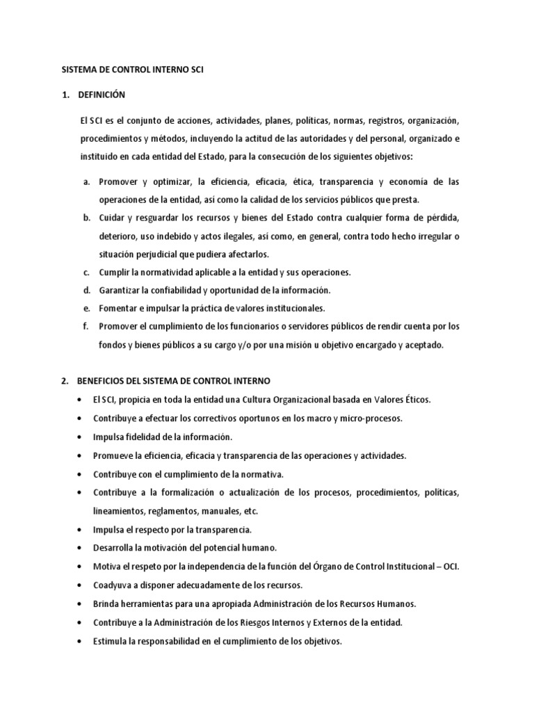 Implementación del Sistema de Control Interno | PDF | Planificación ...