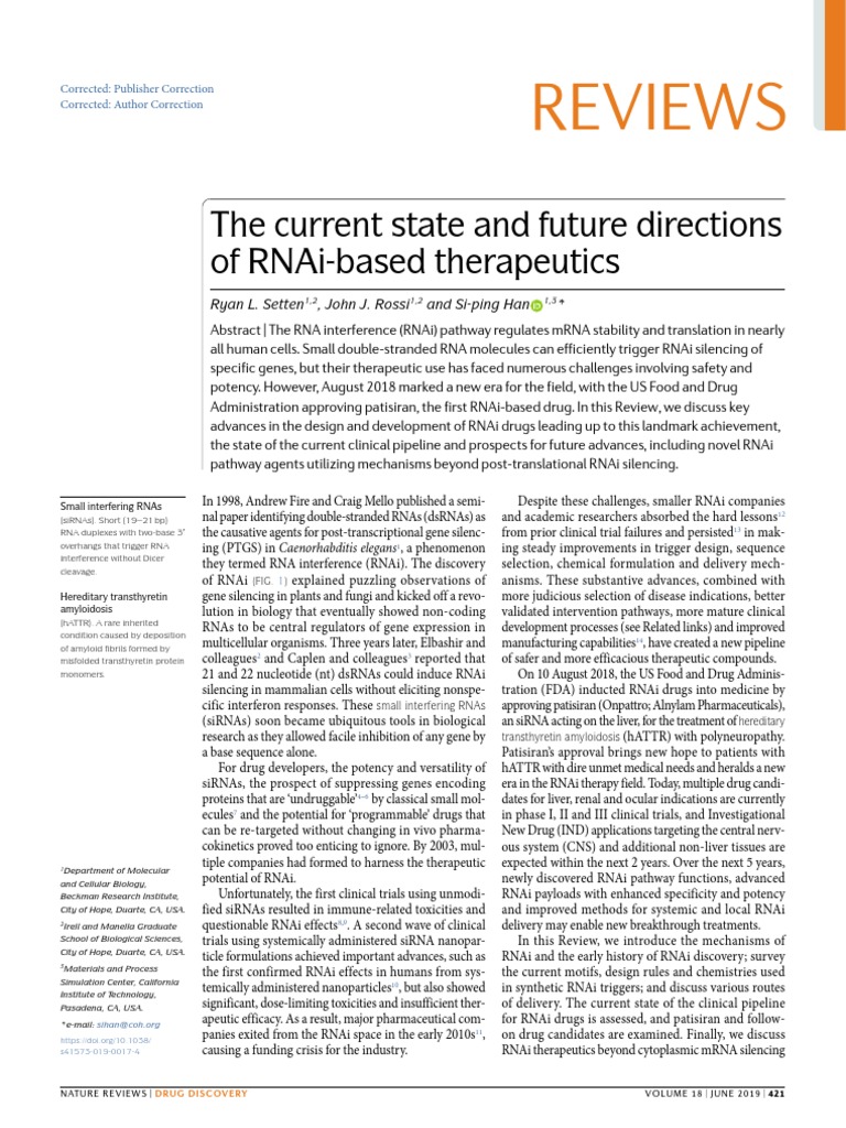 Advances in RNAi Therapeutics and Pipeline | PDF | Rna Interference ...