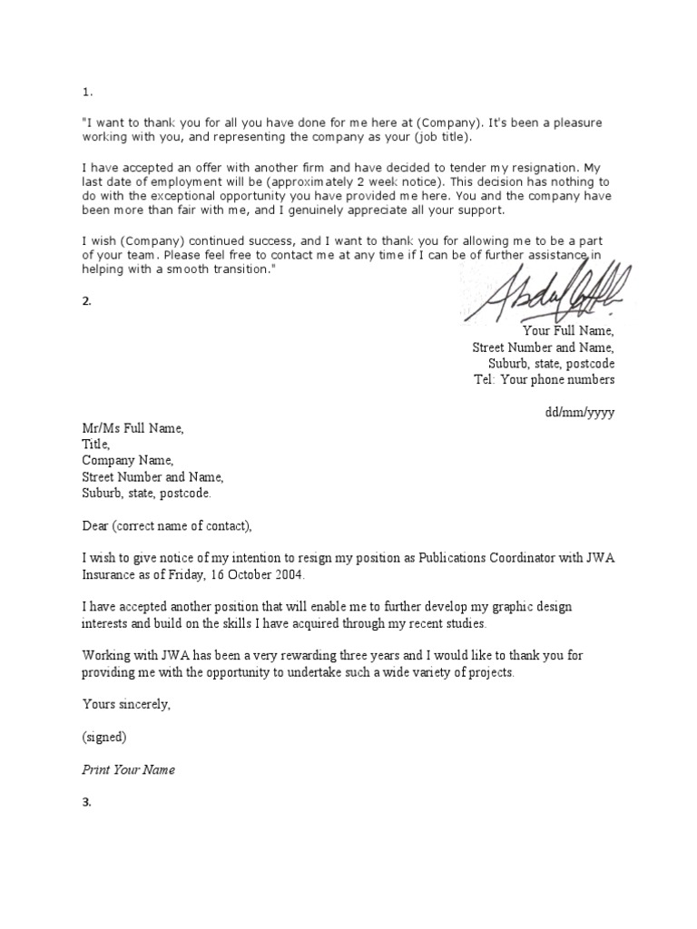 Sample resign letter | Business