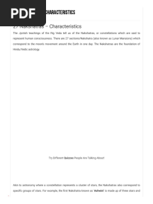 27 Nakshatras - Characteristics