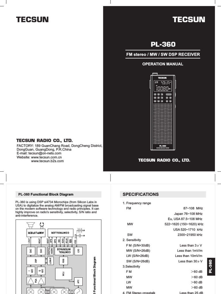 Tecsun PL-360-English-Manual | PDF | Frequency Modulation | Signal To ...