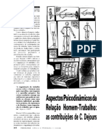 Aspectos Psicodinâmicos Da Relação Homem-trabalho - As Contribuições de C. Dejours.