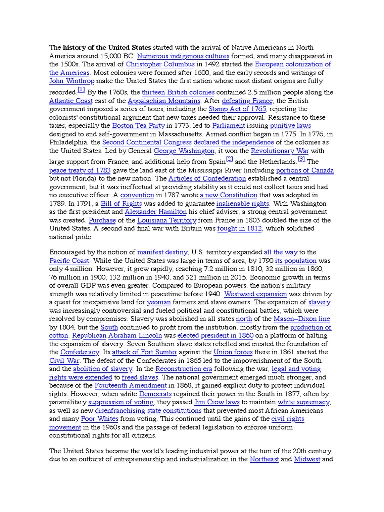 History of USA | PDF | Slavery In The United States | Thirteen Colonies