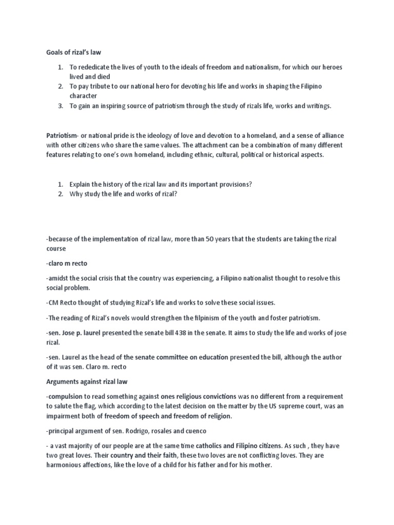 Goals of Rizal PDF Religion And Belief