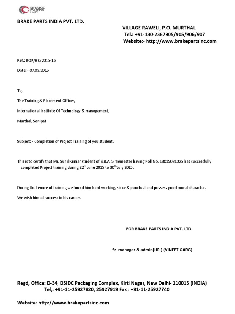 For Brake Parts India Pvt. LTD. TH ND TH PDF