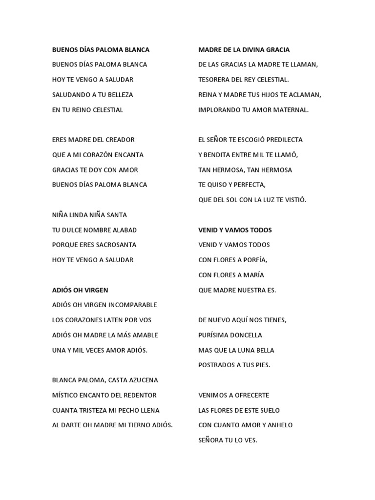 Buenos Días Paloma Blanca Pdf