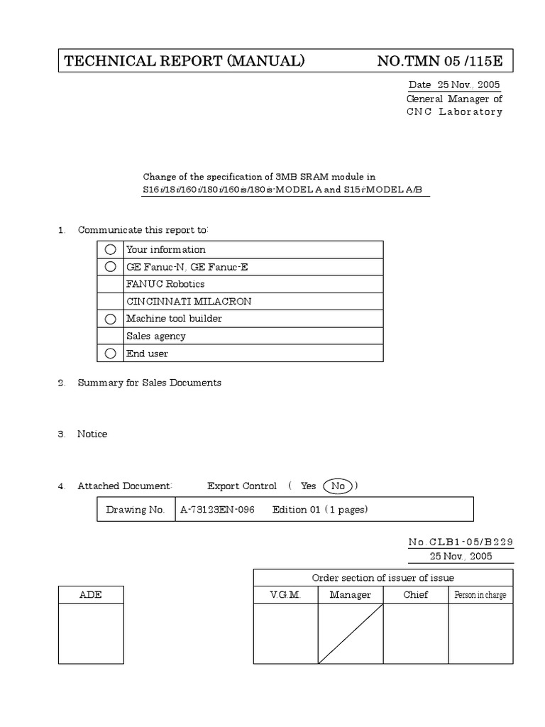 Technical Report (Manual) NO - TMN 05 /115E | PDF | Random Access ...