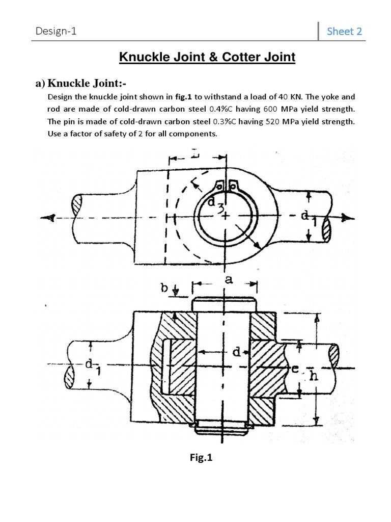 Knuckle Cotter Joints Sheet PDF