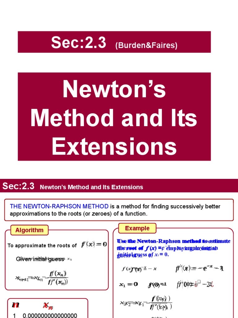 Newton's Method and Extensions Explained | PDF | Mathematical Analysis ...