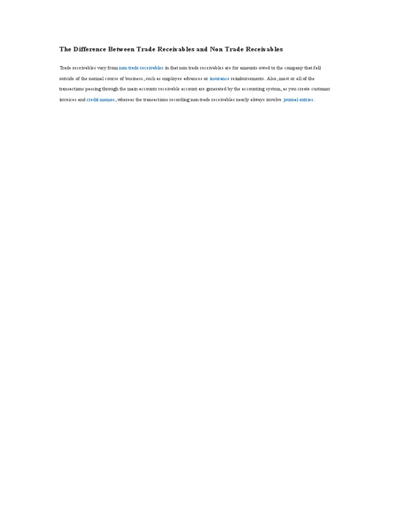 The Difference Between Trade Receivables and Non Trade Receivables