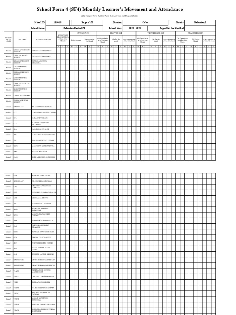 Monthly Attendance Report 2020-2021 | PDF | Students | Youth