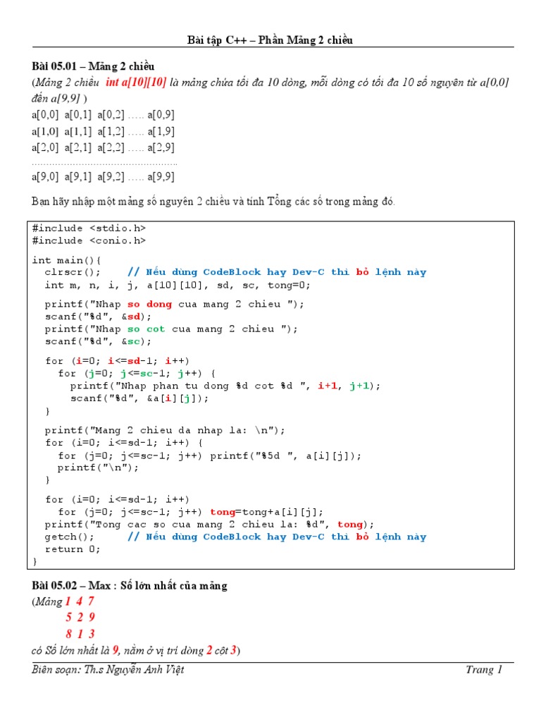 Mang 2 Chieu Trong Python