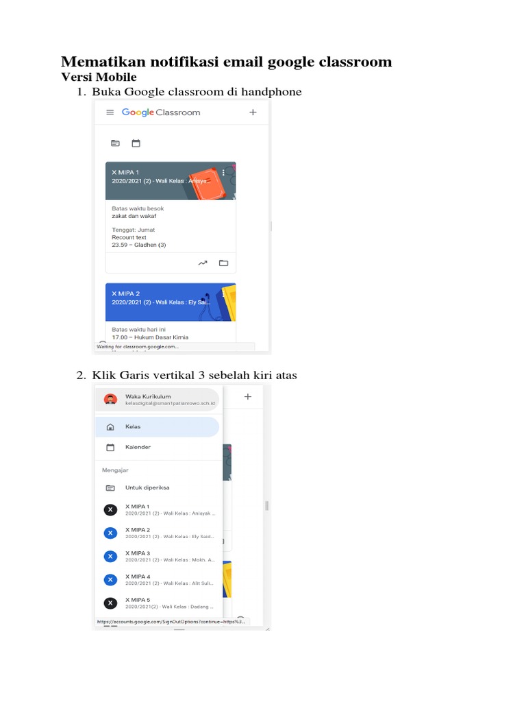 Mematikan Notifikasi Email Google Classroom PDF