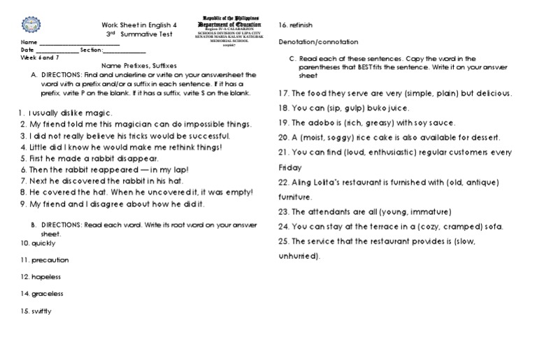 Grade 4 Connotation & Denotation Worksheet | PDF | Foods